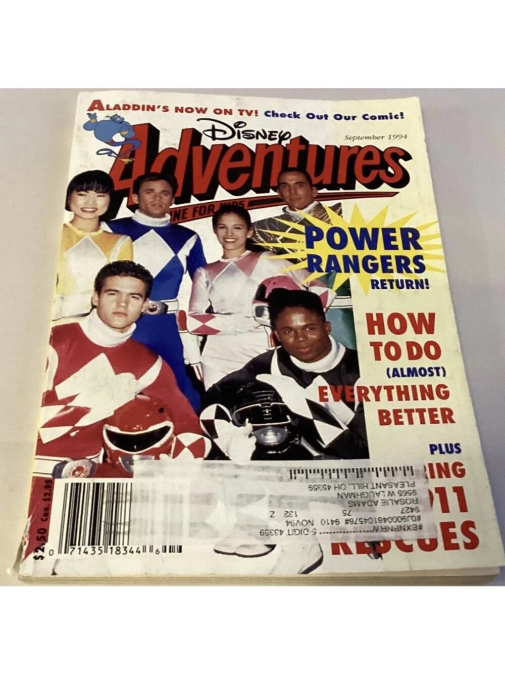 1994 Disney Adventures Magazine Power Rangers Return & Aladdin September